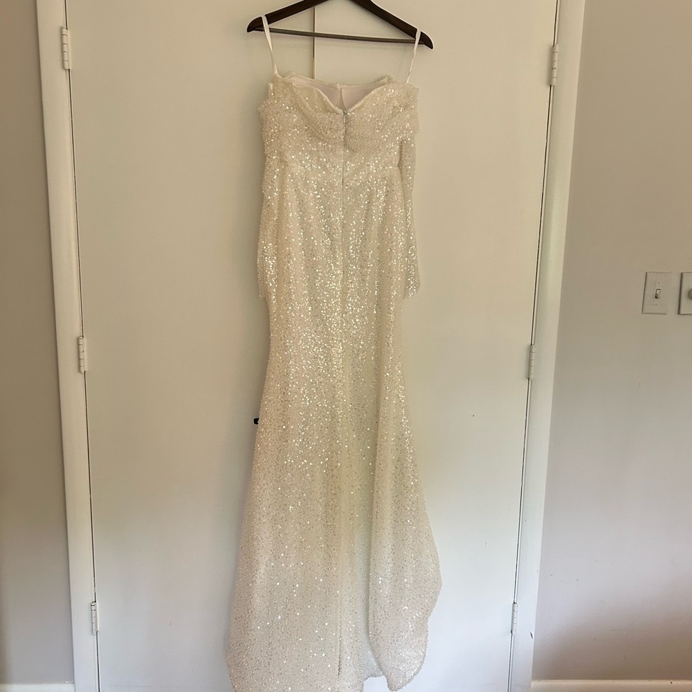 Eva Lendel Aretta Inspired Elegant Off-Shoulder White Sequin Dress size 4 - Picture 12 of 15
